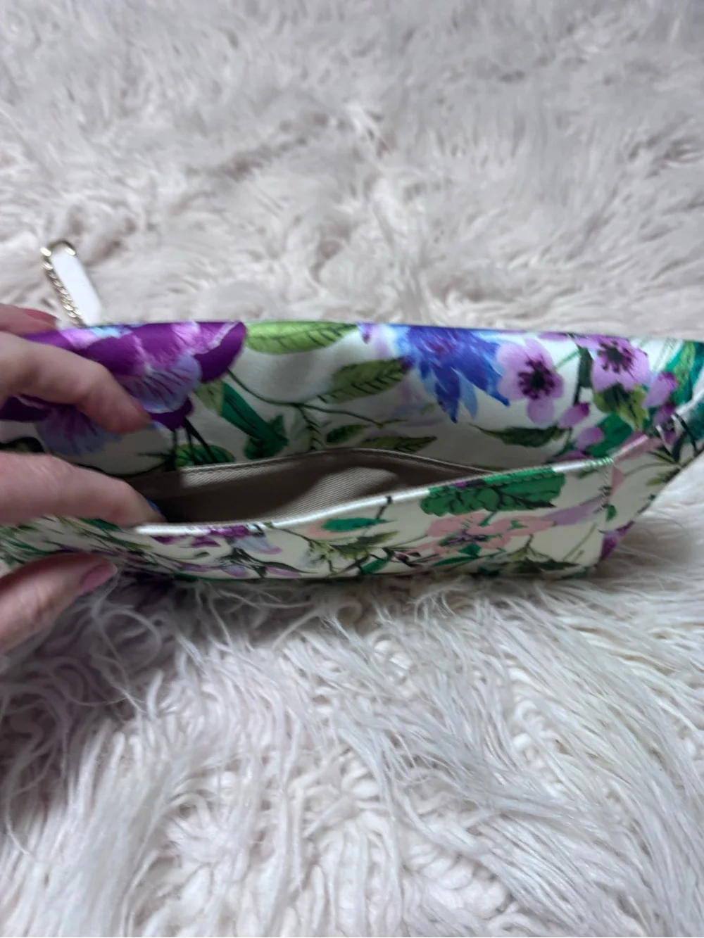 Talbots floral envelope crossbody bag Leather Trim And Chain Link Strap